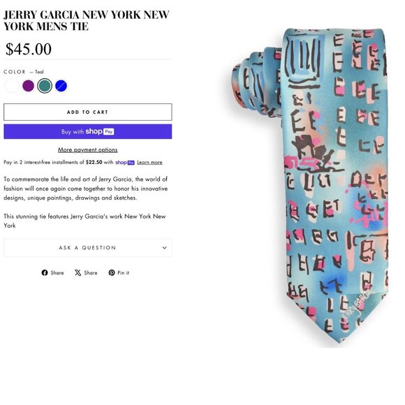 GUAR. AUTHENTIC - Set of 3 Jerry Garcia Silk Ties - from Grateful Dead Artwork - Picture 4 of 5